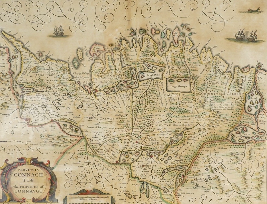 Joannes Janssonius, Province of Connaught, hand coloured engraved map, 40 x 50cm